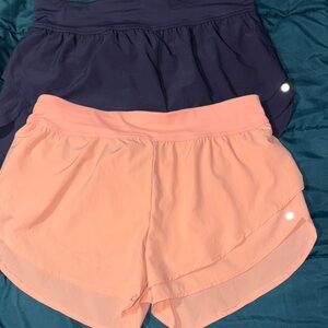 Apana Peach and Grayish Blue Layered Athletic Shorts